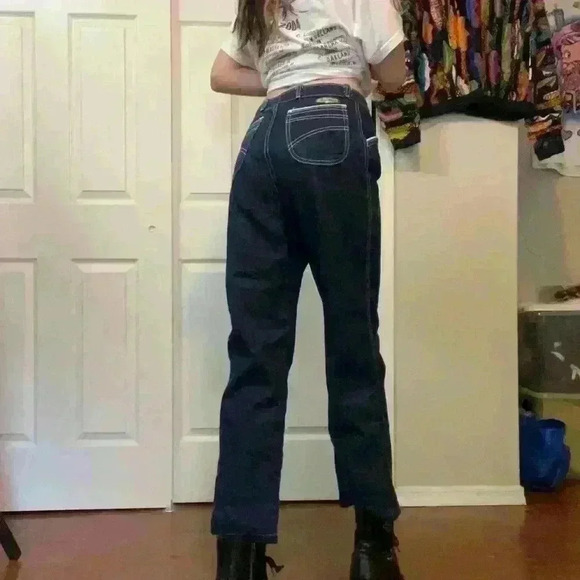 VTG 70s Bill Blass Womens Denim Carpenter Blue Jeans Boot Cut Size 27” Waist - Picture 3 of 9